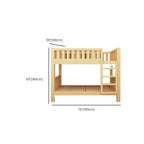 Modern Natural Finish Bunk Bed with Built-In Ladder for Kids Dimensions