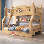 Modern Natural Finish Bunk Bed with Ladder for Kids