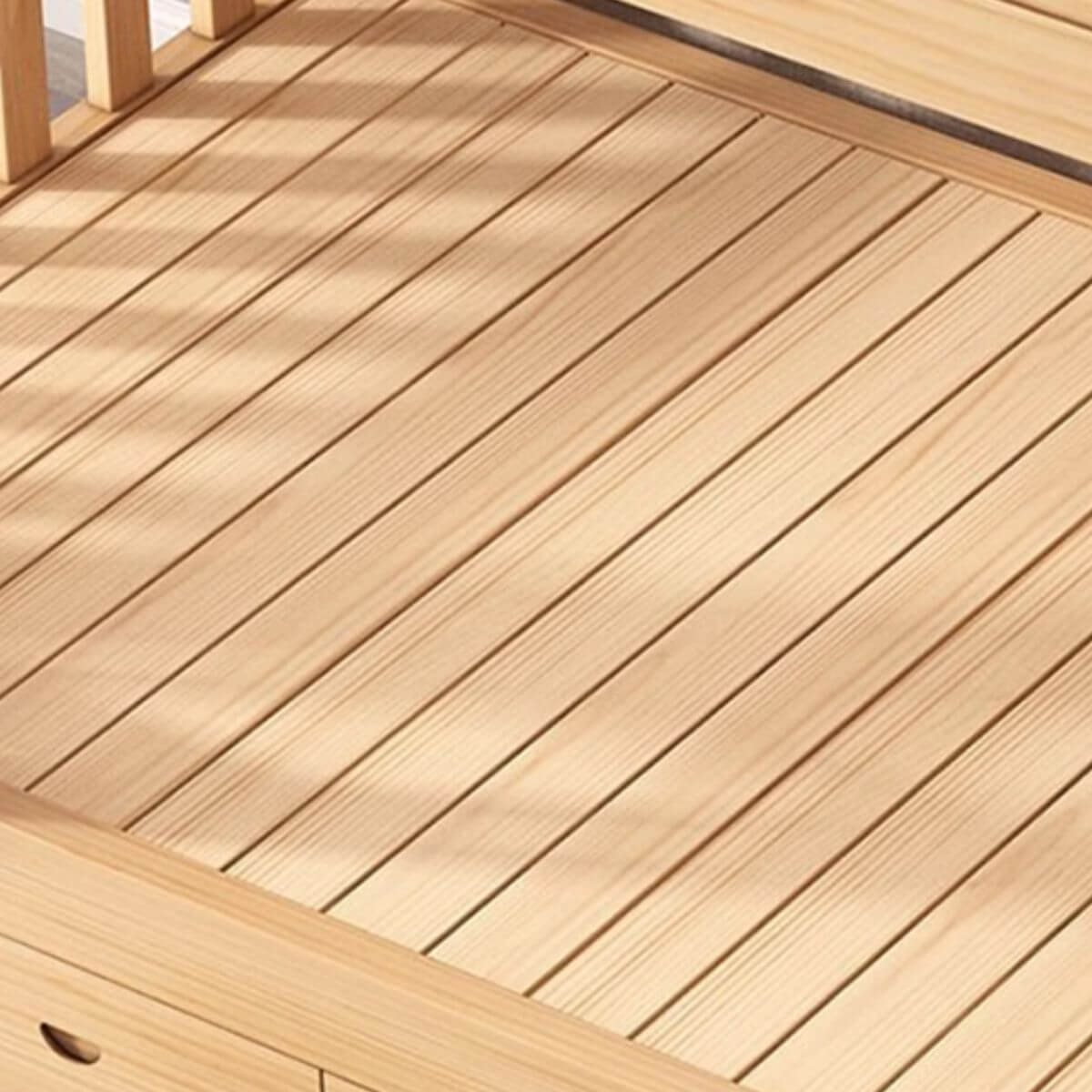 Modern Natural Finish Bunk Bed with Ladder for Kids