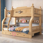 Modern Natural Finish Bunk Bed with Ladder for Kids