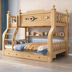 Modern Natural Finish Bunk Bed with Ladder for Kids