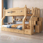 Modern Natural Finish Bunk Bed with Ladder for Kids