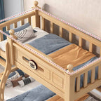 Modern Natural Finish Bunk Bed with Ladder for Kids