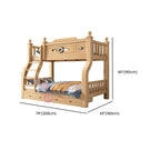 Modern Natural Finish Bunk Bed with Ladder for Kids Dimensions