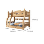Modern Natural Finish Bunk Bed with Ladder for Kids Dimensions
