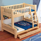 Modern Natural Finish Bunk Bed with Storage & Bookcase