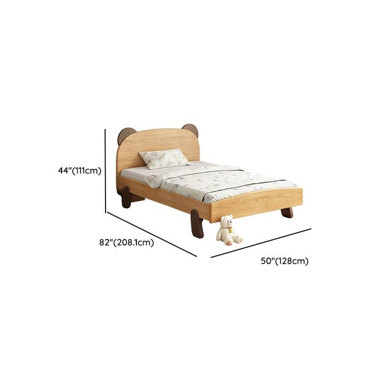 Modern Natural-Finish Panel Bed with Bear-Face Headboard Dimensions