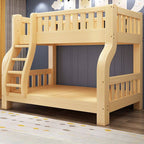 Modern Natural Finish Wooden Bunk Bed with Storage Options for Kids