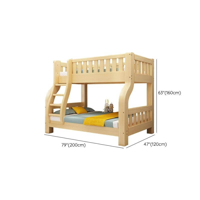 Modern Natural Finish Wooden Bunk Bed with Storage Options for Kids Dimensions