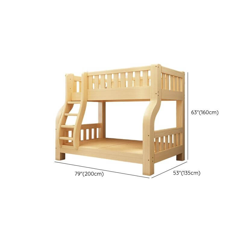 Modern Natural Finish Wooden Bunk Bed with Storage Options for Kids Dimensions