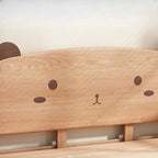 Modern Natural Finish Wooden Kids Bed with Adorable Animal Headboard
