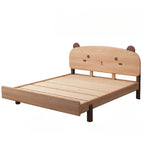 Modern Natural Finish Wooden Kids Bed with Adorable Animal Headboard
