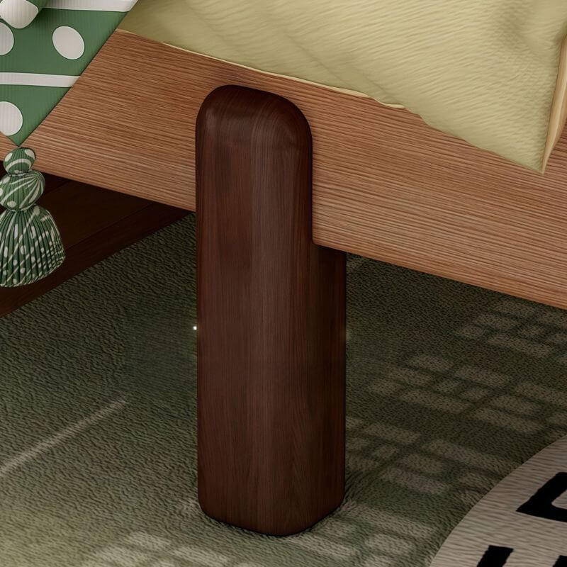 Modern Natural Finish Wooden Kids Bed with Adorable Animal Headboard