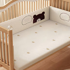 Modern Natural Finish Wooden Kids Bed with Guardrail and Soft Curves