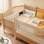 Modern Natural Finish Wooden Kids Bed with Guardrail and Soft Curves Main Product Image