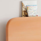 Modern Natural Finish Wooden Kids Bed with Headboard