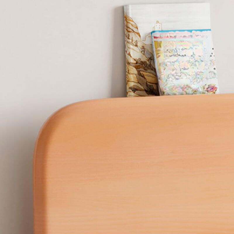 Modern Natural Finish Wooden Kids Bed with Headboard