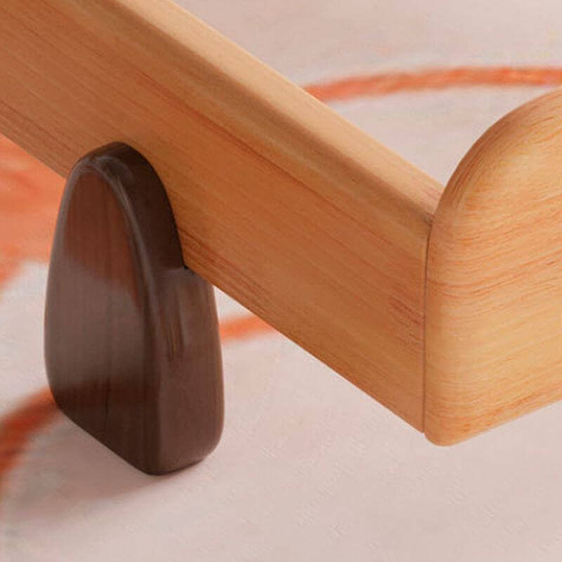 Modern Natural Finish Wooden Kids Bed with Headboard