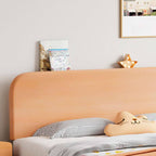 Modern Natural Finish Wooden Kids Bed with Headboard
