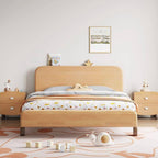 Modern Natural Finish Wooden Kids Bed with Headboard Main Product Image