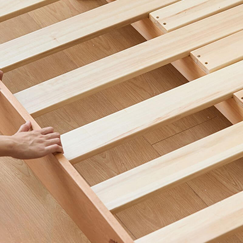 Modern Natural Wood Kids Bed with Headboard and Guardrail