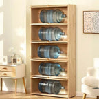 Modern Natural Wood Vertical Bookcase with Acrylic Doors