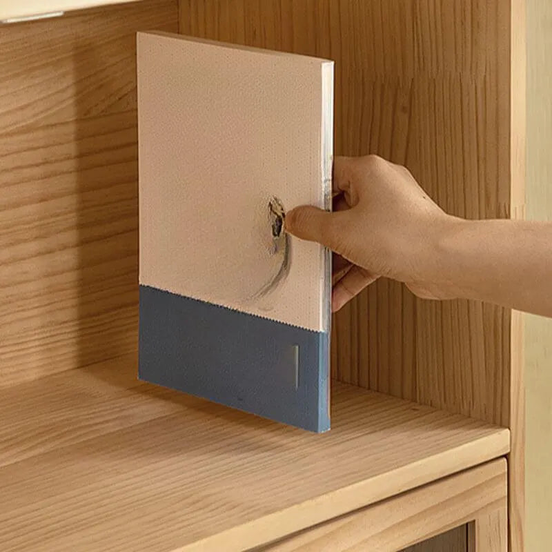 Modern Natural Wood Vertical Bookcase with Acrylic Doors