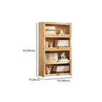 Modern Natural Wood Vertical Bookcase with Acrylic Doors Dimensions