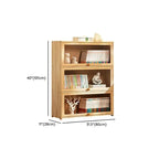 Modern Natural Wood Vertical Bookcase with Acrylic Doors Dimensions