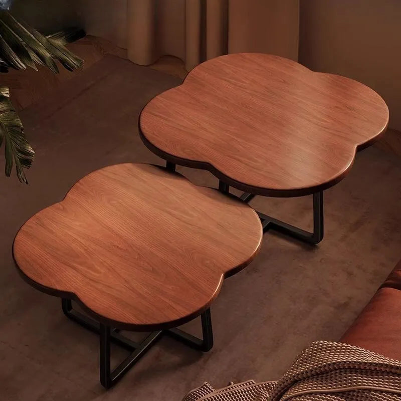 Modern Nesting Coffee Tables with Wood Top and Metal Base