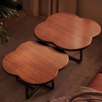 Modern Nesting Coffee Tables with Wood Top and Metal Base