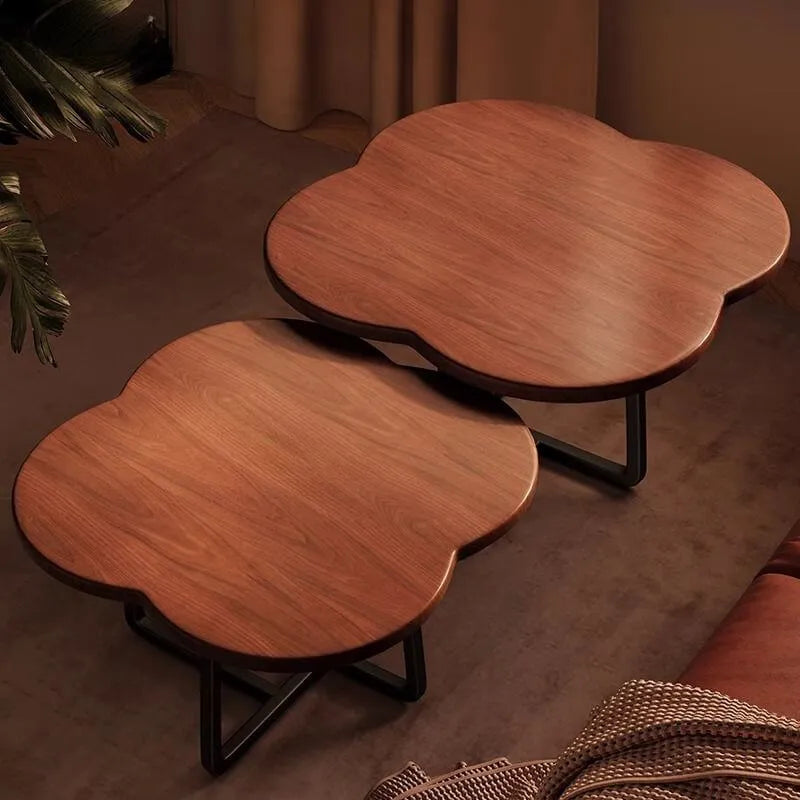 Modern Nesting Coffee Tables with Wood Top and Metal Base