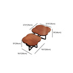 Modern Nesting Coffee Tables with Wood Top and Metal Base Dimensions