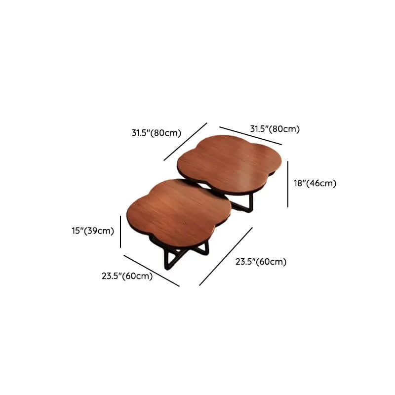 Modern Nesting Coffee Tables with Wood Top and Metal Base Dimensions