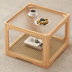 Modern Nesting Coffee Tables with Woven Glass Top and Walnut Frame