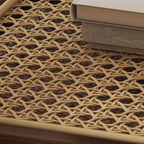 Modern Nesting Coffee Tables with Woven Glass Top and Walnut Frame