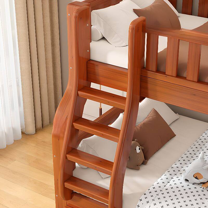 Modern Nut/Brown Wooden Bunk Bed with Multiple Options for Kids