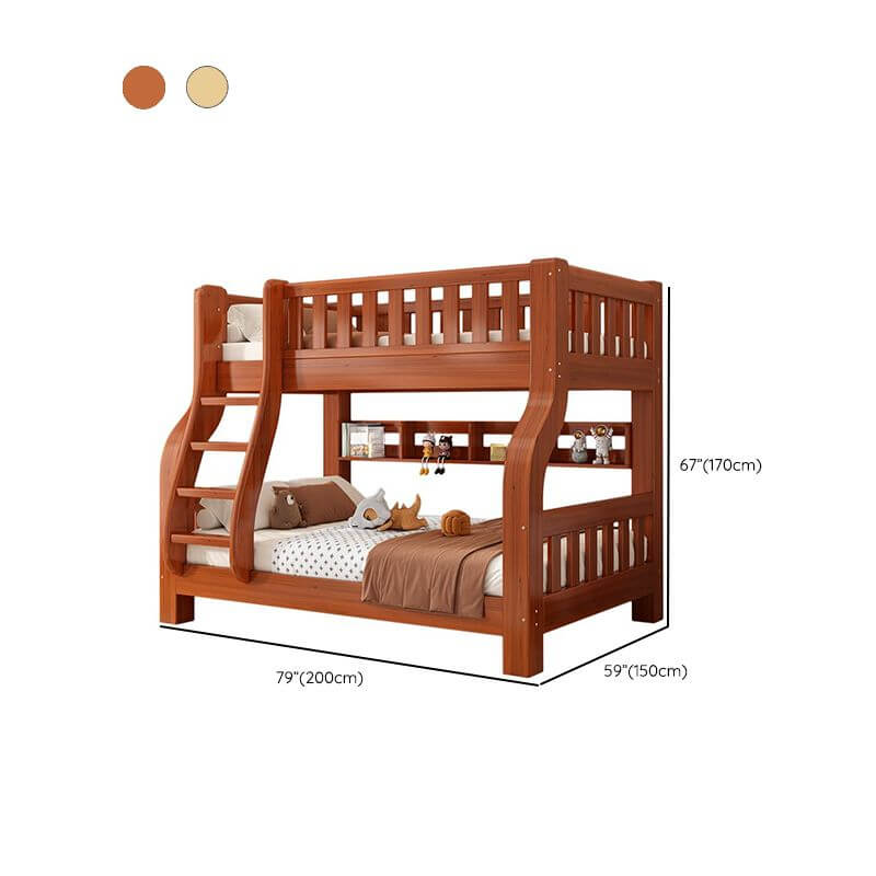 Modern Nut/Brown Wooden Bunk Bed with Multiple Options for Kids Dimensions