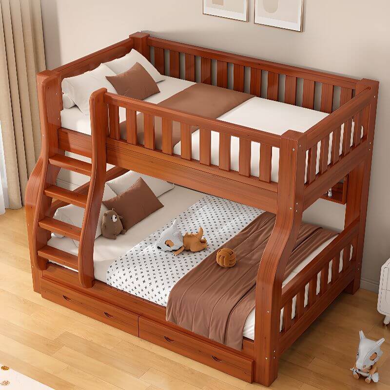 Modern Nut/Brown Wooden Bunk Bed with Multiple Options for Kids Main Product Image