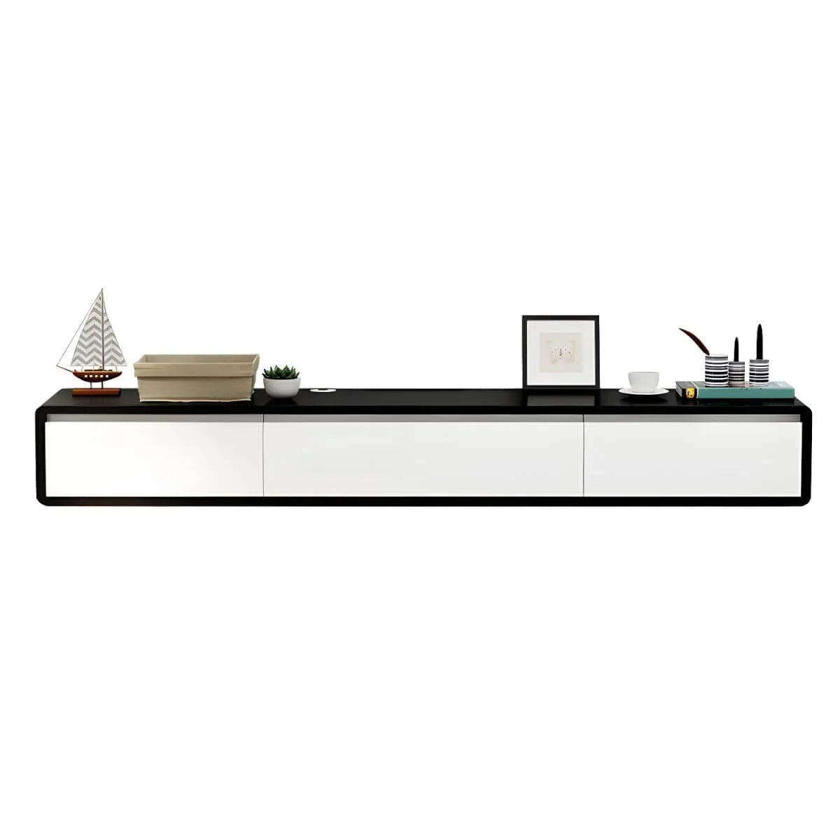 Modern Oak TV Stand with Floating Design and Integrated Drawers