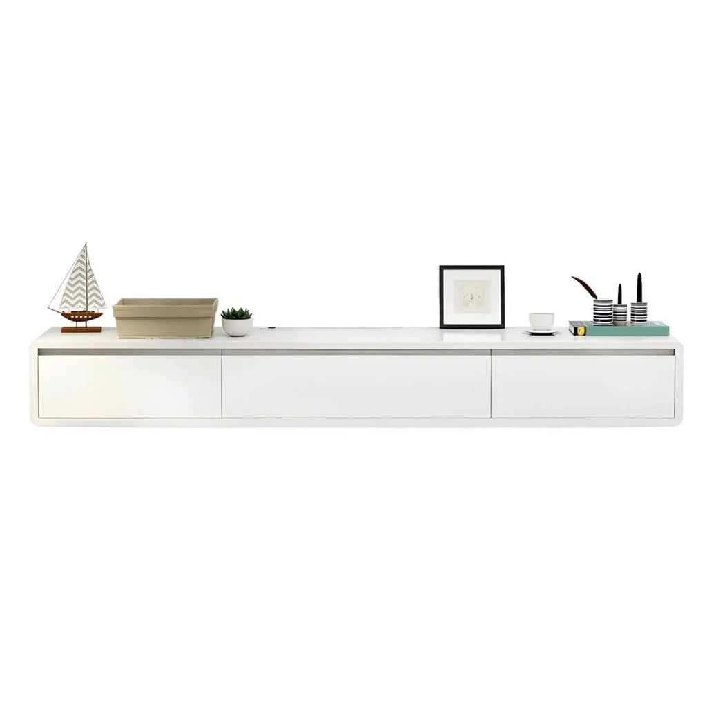 Modern Oak TV Stand with Floating Design and Integrated Drawers