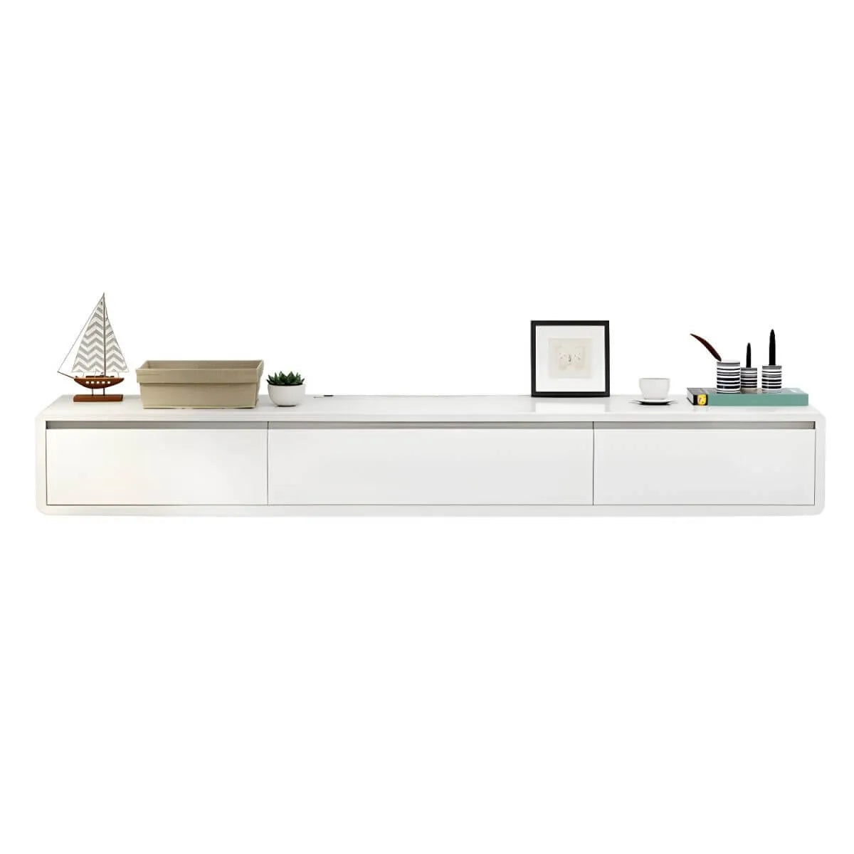 Modern Oak TV Stand with Floating Design and Integrated Drawers