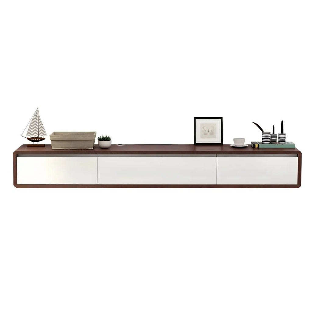 Modern Oak TV Stand with Floating Design and Integrated Drawers