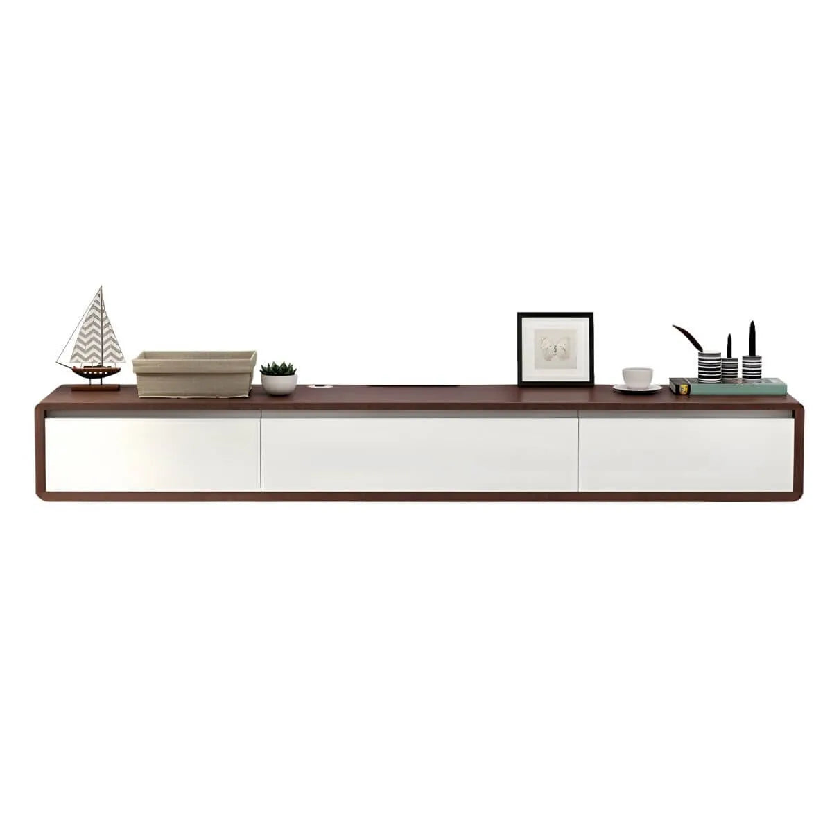 Modern Oak TV Stand with Floating Design and Integrated Drawers