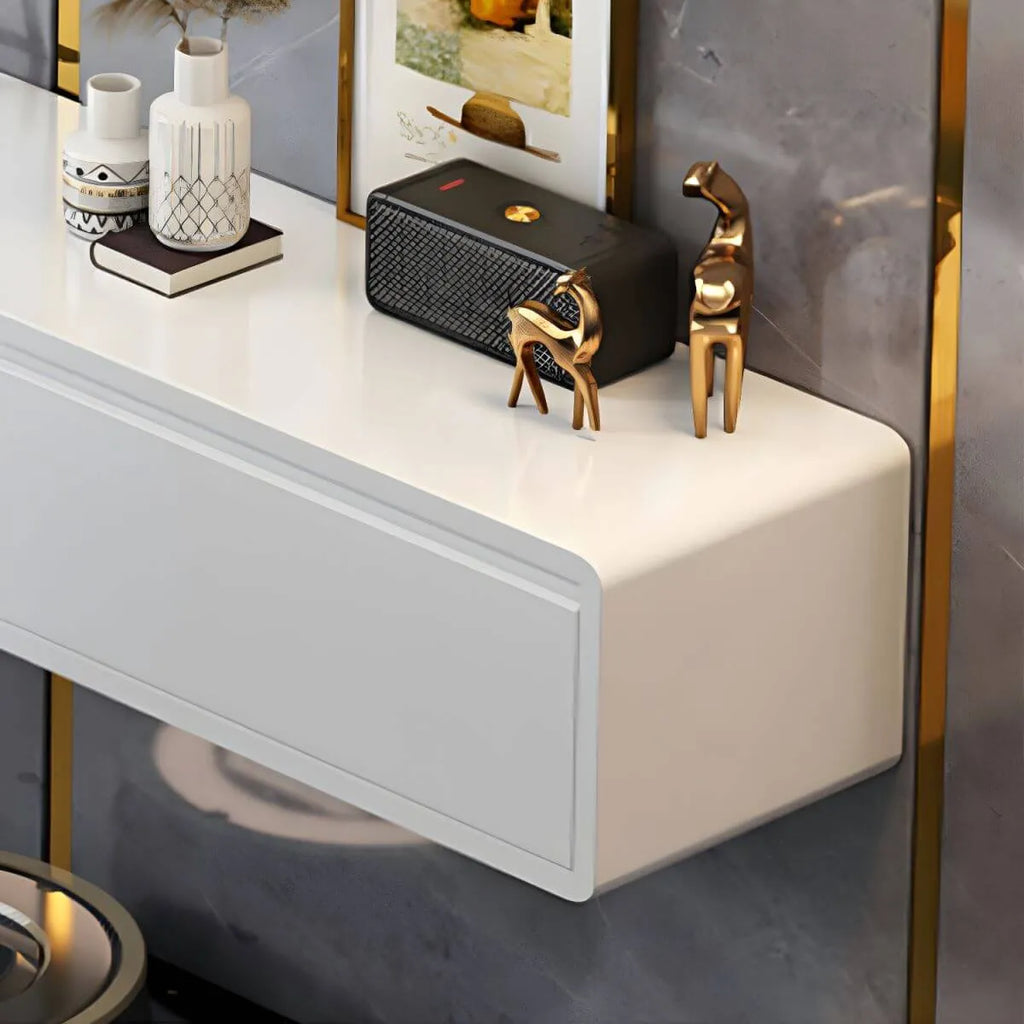 Modern Oak TV Stand with Floating Design and Integrated Drawers
