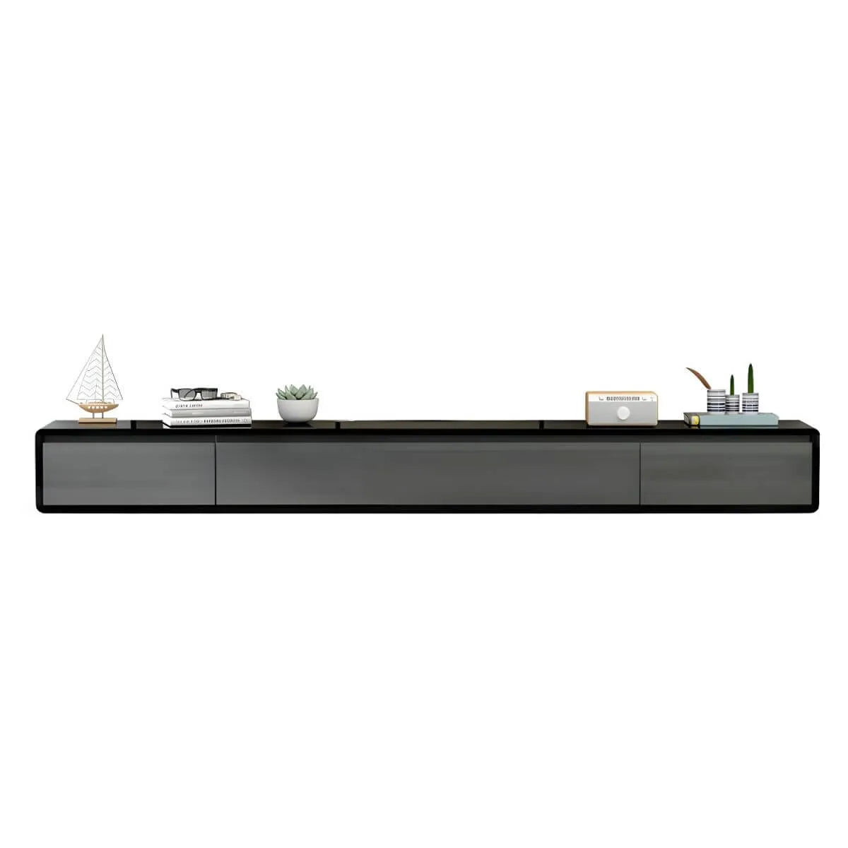 Modern Oak TV Stand with Floating Design and Integrated Drawers