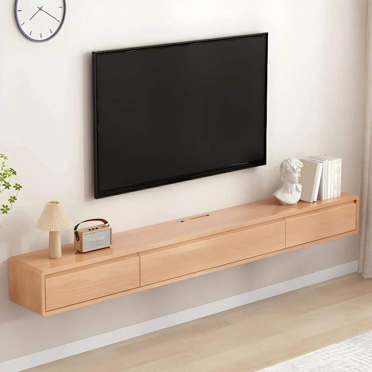 Modern Oak TV Stand with Floating Design and Integrated Drawers Secondary image