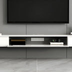 Modern Oak TV Stand with Floating Design and Integrated Drawers