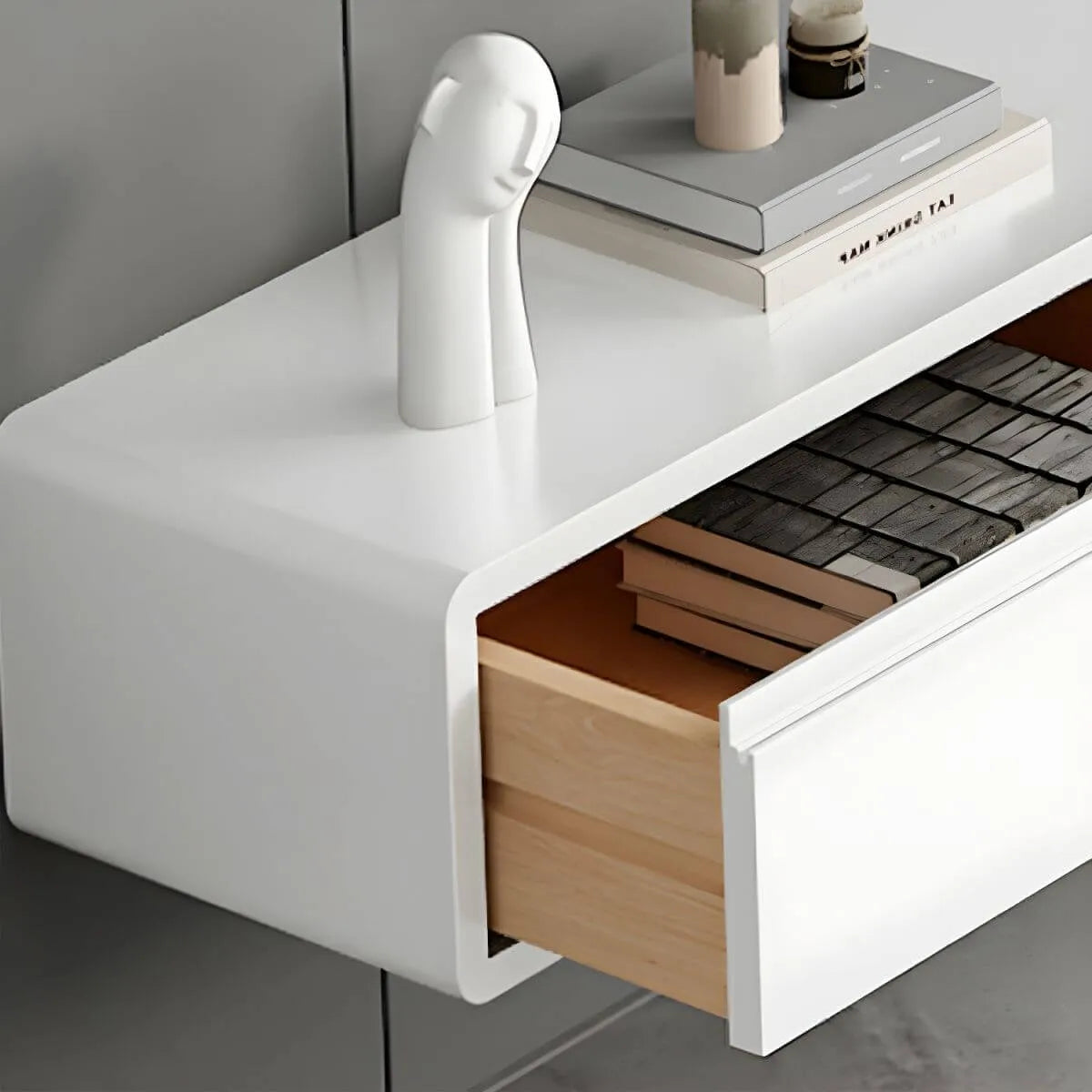 Modern Oak TV Stand with Floating Design and Integrated Drawers
