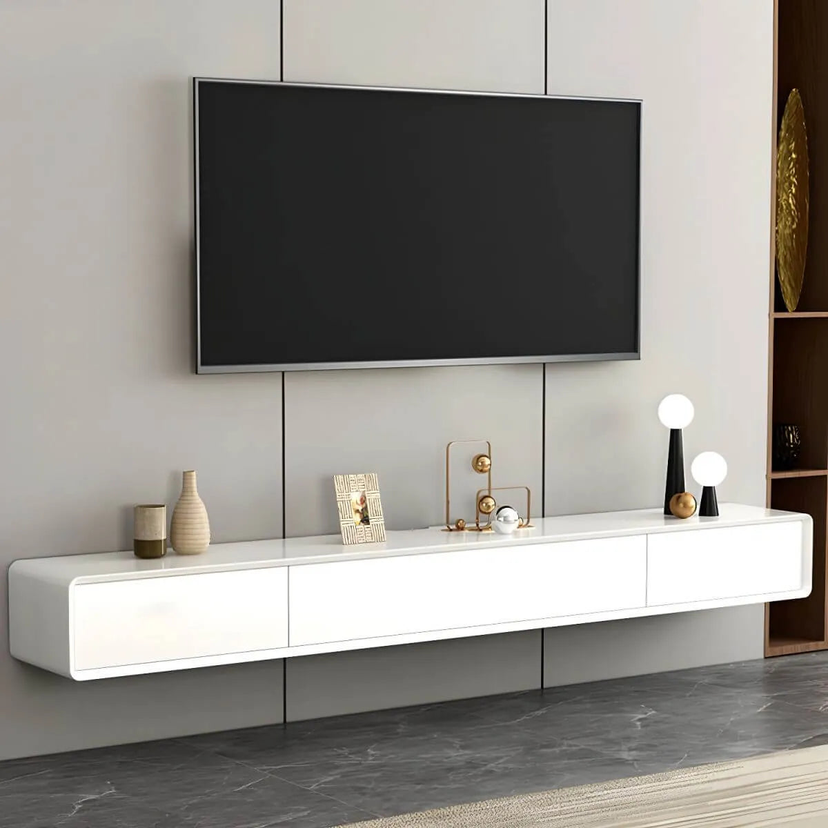 Modern Oak TV Stand with Floating Design and Integrated Drawers Main Product Image Main image